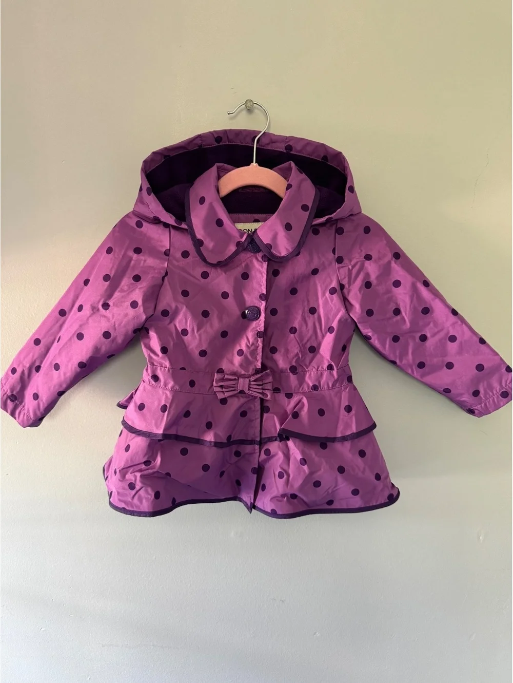 London Fog Toddler 2T Purple Polka Dot Hooded Coat